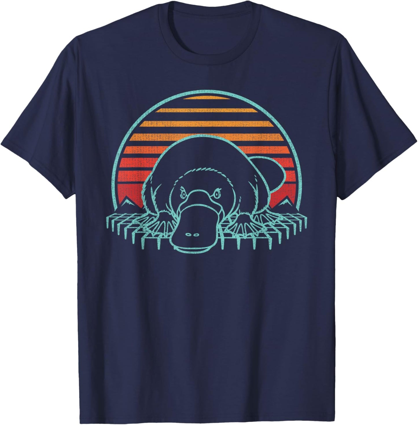 Platypus Lover Animal Retro Vintage 80s T-Shirt - T-Shirt | Navy