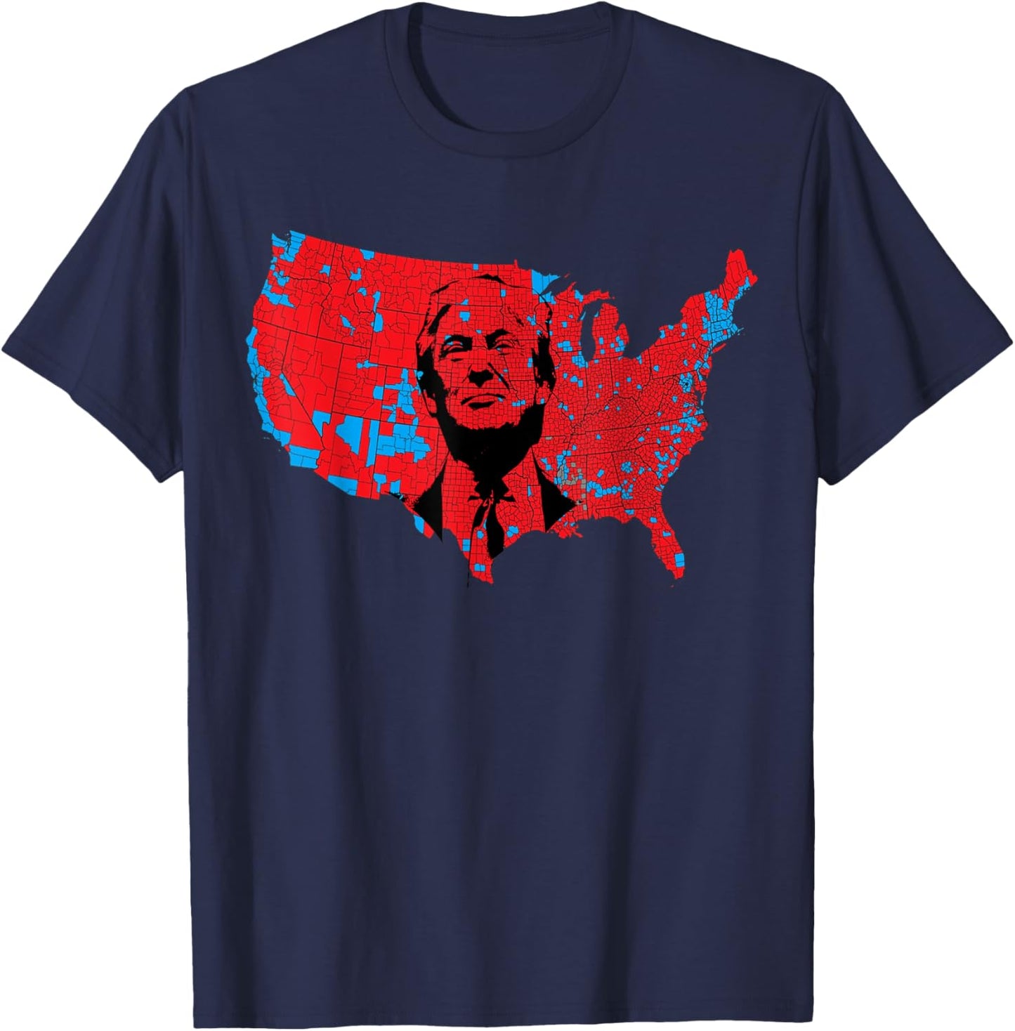 Red Wave Map of USA in the Trump 2024 Presidential Election T-Shirt - T-Shirt | Navy