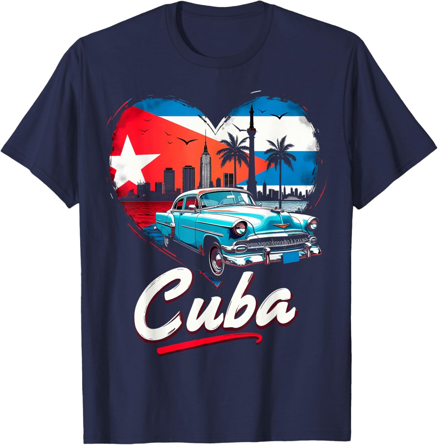Cuba Retro Love T-Shirt - T-Shirt | Navy