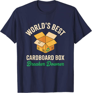 Worlds Best Cardboard Box Breaker Downer Recycling T-Shirt - T-Shirt | Navy