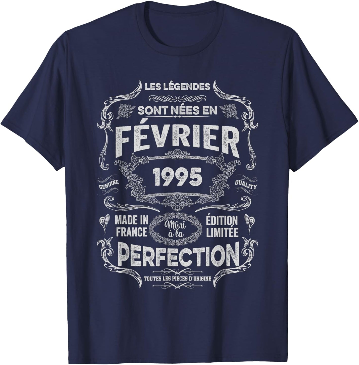 Legends Are Born in February 1995 31st Birthday T-Shirt - T-Shirt | Navy