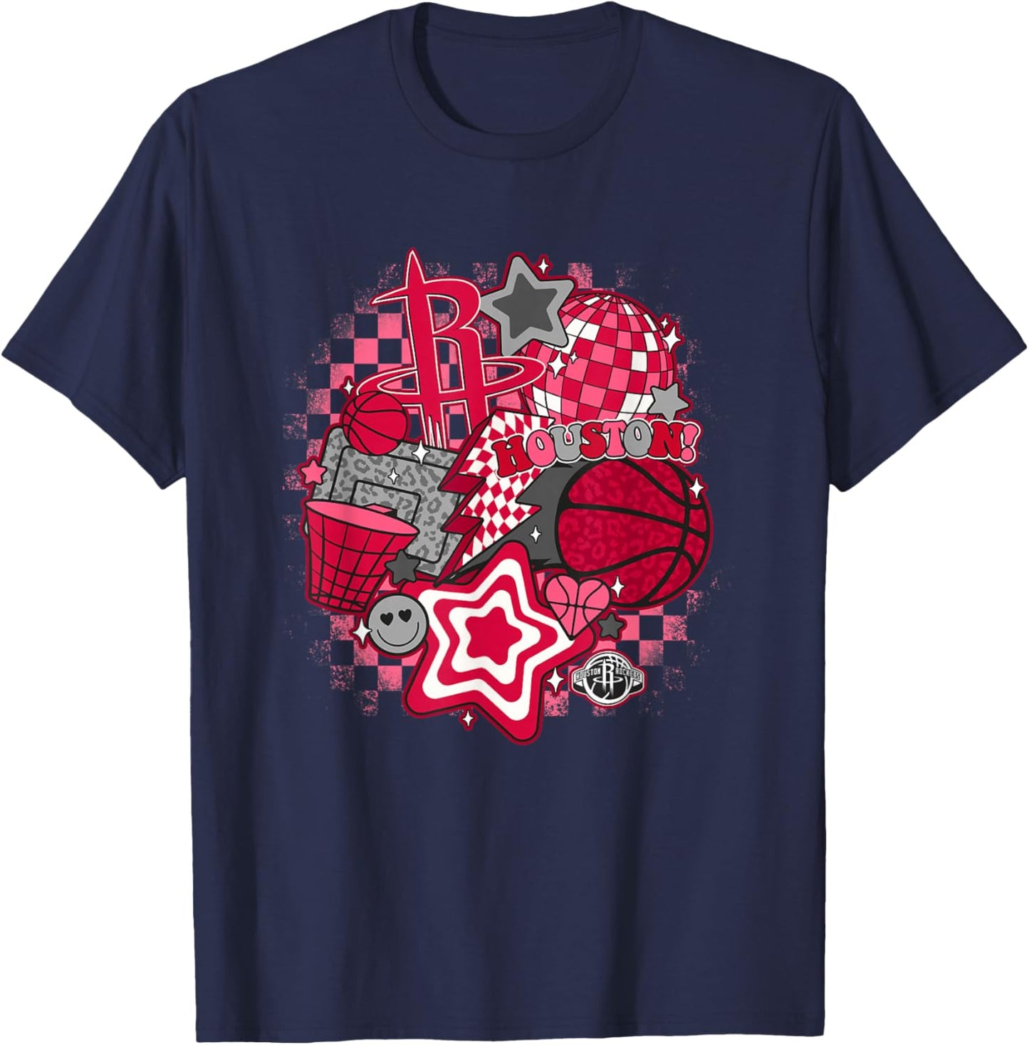 NBA Houston Rockets Psychedelic Basketball Collage T-Shirt - T-Shirt | Navy