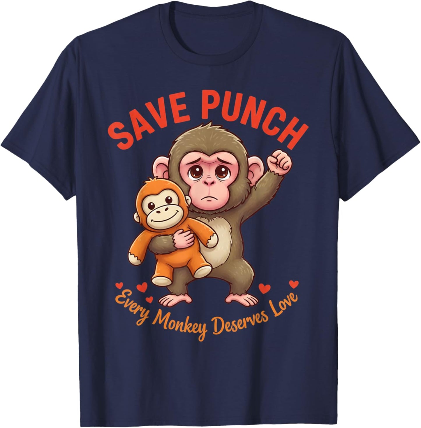 Save Punch Every Monkey Deserves Love T-Shirt - T-Shirt | Navy