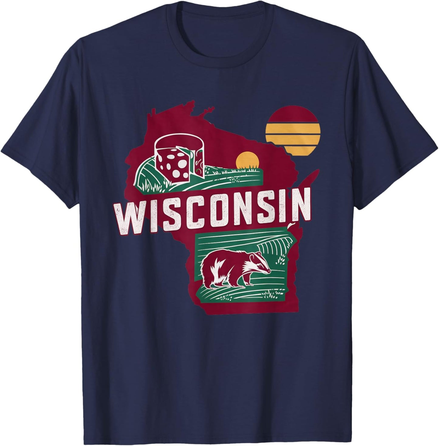 Wisconsin State of Wisconsin Retro Wisconsin T-Shirt - T-Shirt | Navy