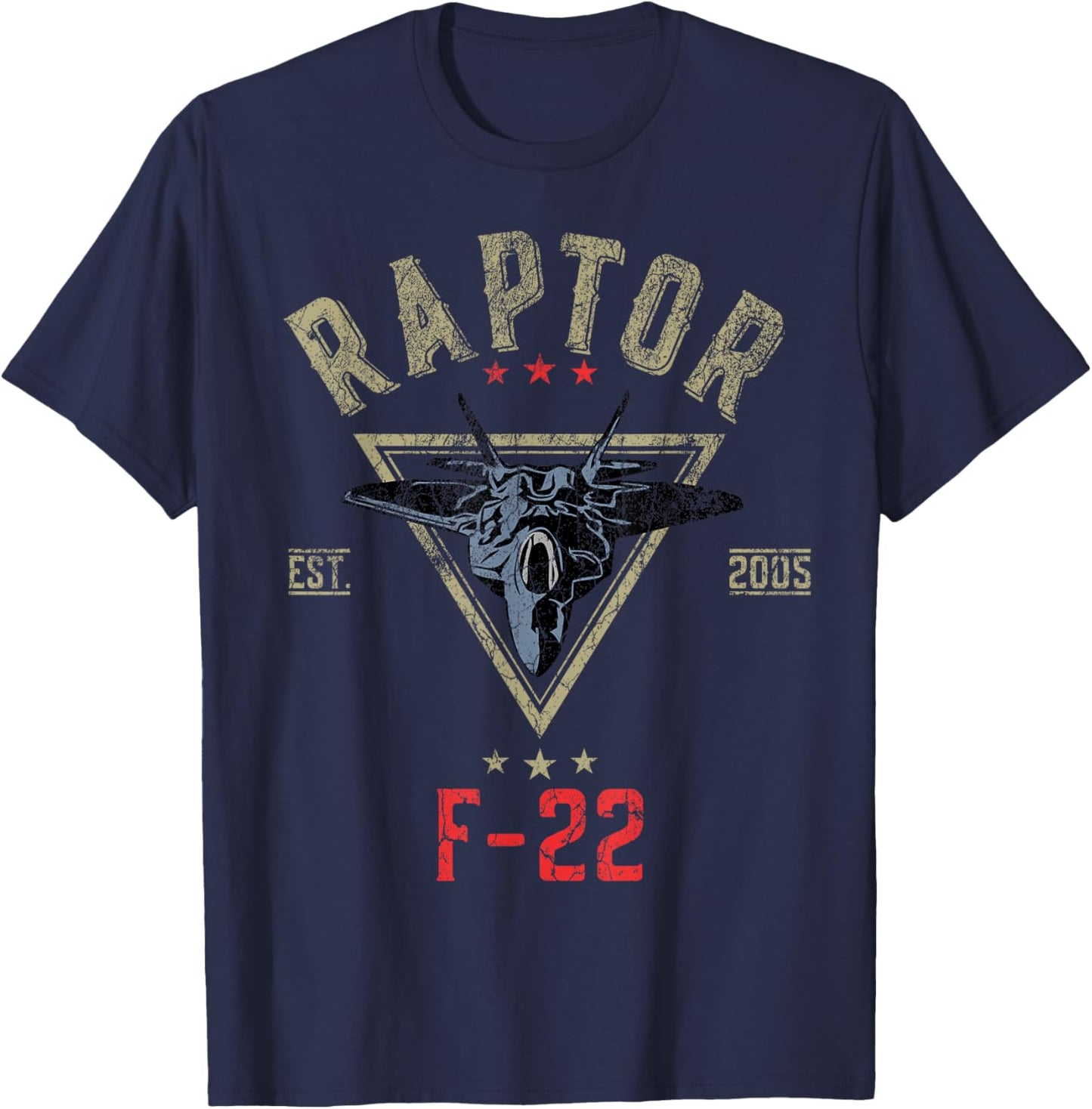 Vintage F-22 Raptor Fighter Jet | Aircraft Veteran T-Shirt - T-Shirt | Navy