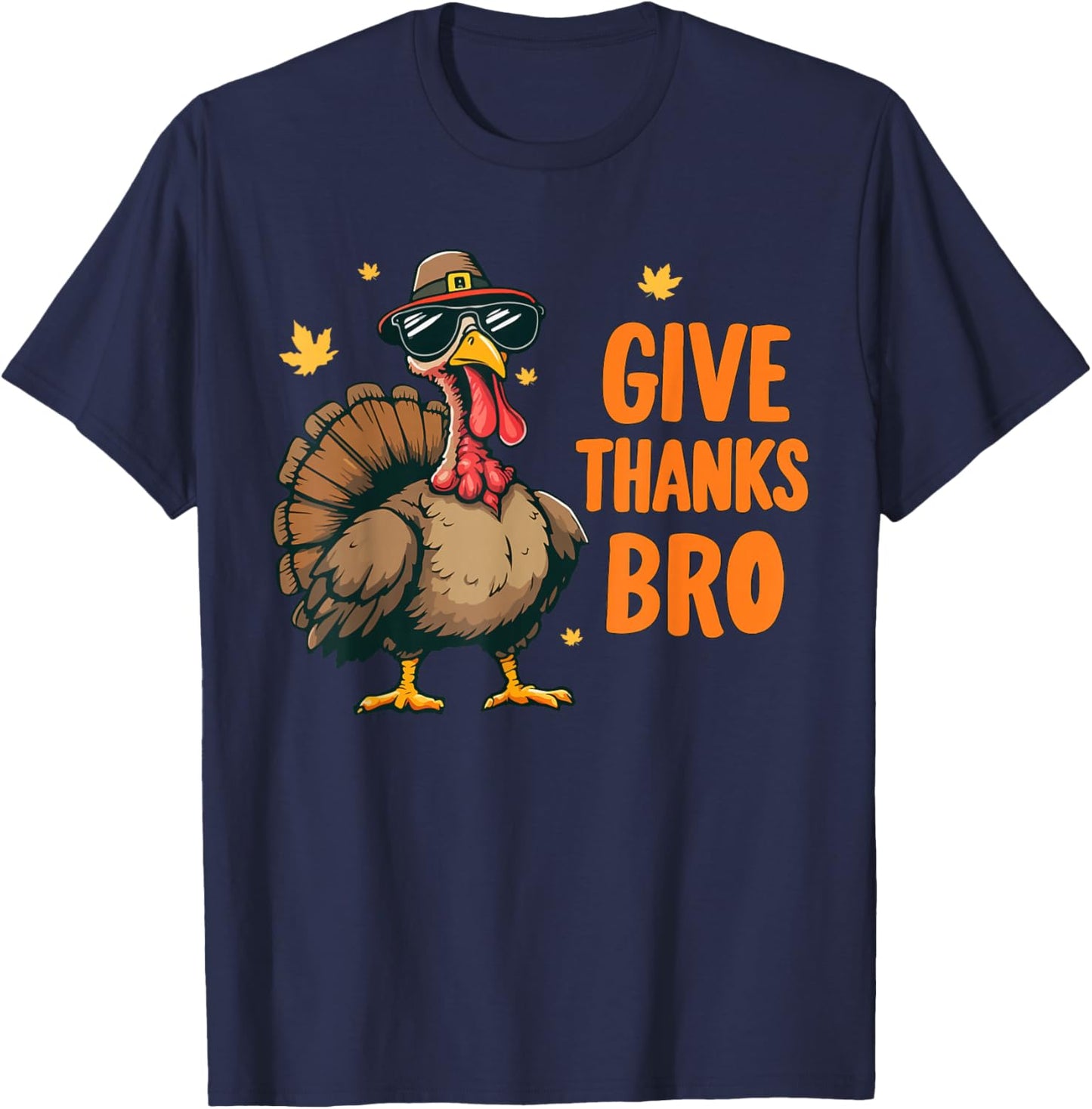 Give Thanks Bro Turkey Thanksgiving Boys Thankful Kids T-Shirt - T-Shirt | Navy