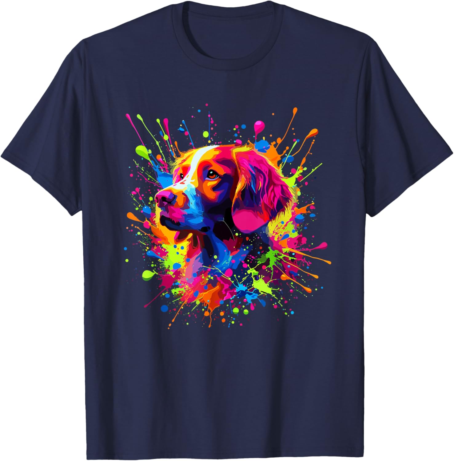 Splash Art Brittany Dog Brittany Spaniel T-Shirt - T-Shirt | Navy
