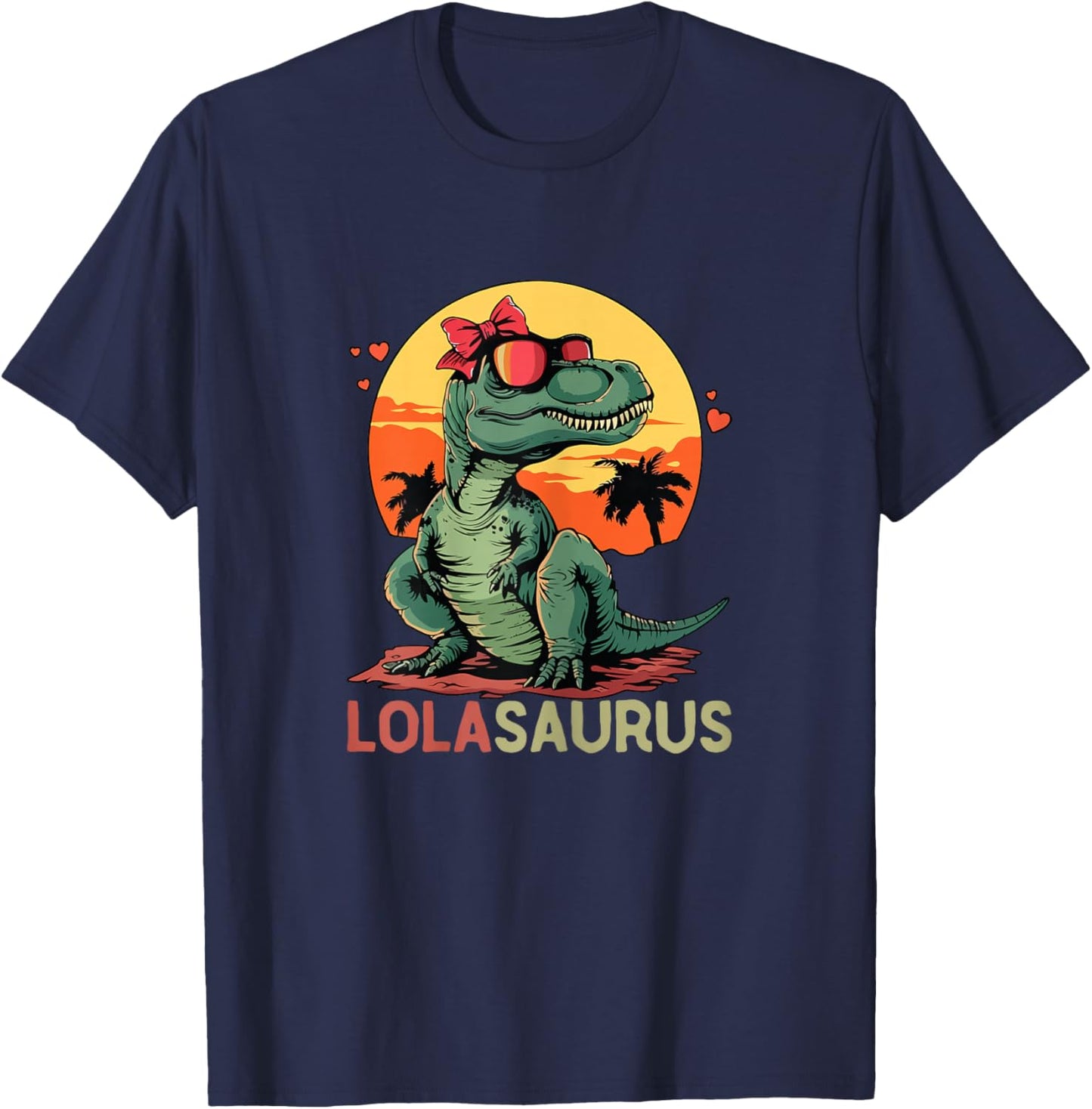 LolaSaurus Dino Dinosaur Lola-Saurus T-Rex Mother's Day Trex T-Shirt - T-Shirt | Navy