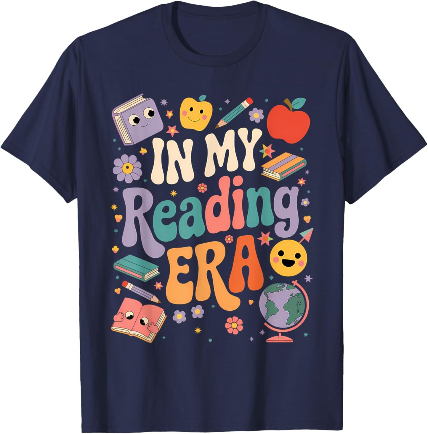 In My Reading Era Books Lovers Men Women Kids T-Shirt - T-Shirt | Navy