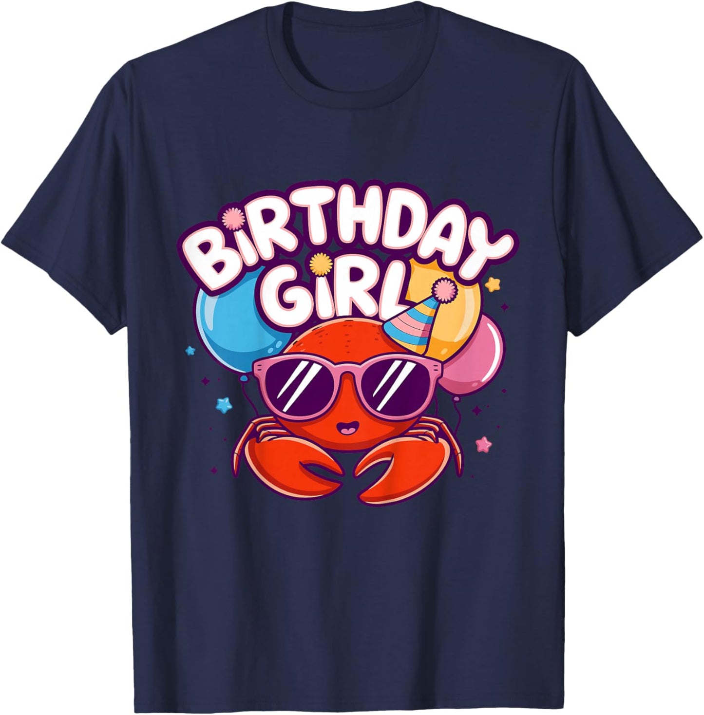Kids Birthday Girl Lobster Kids T-Shirt - T-Shirt | Navy
