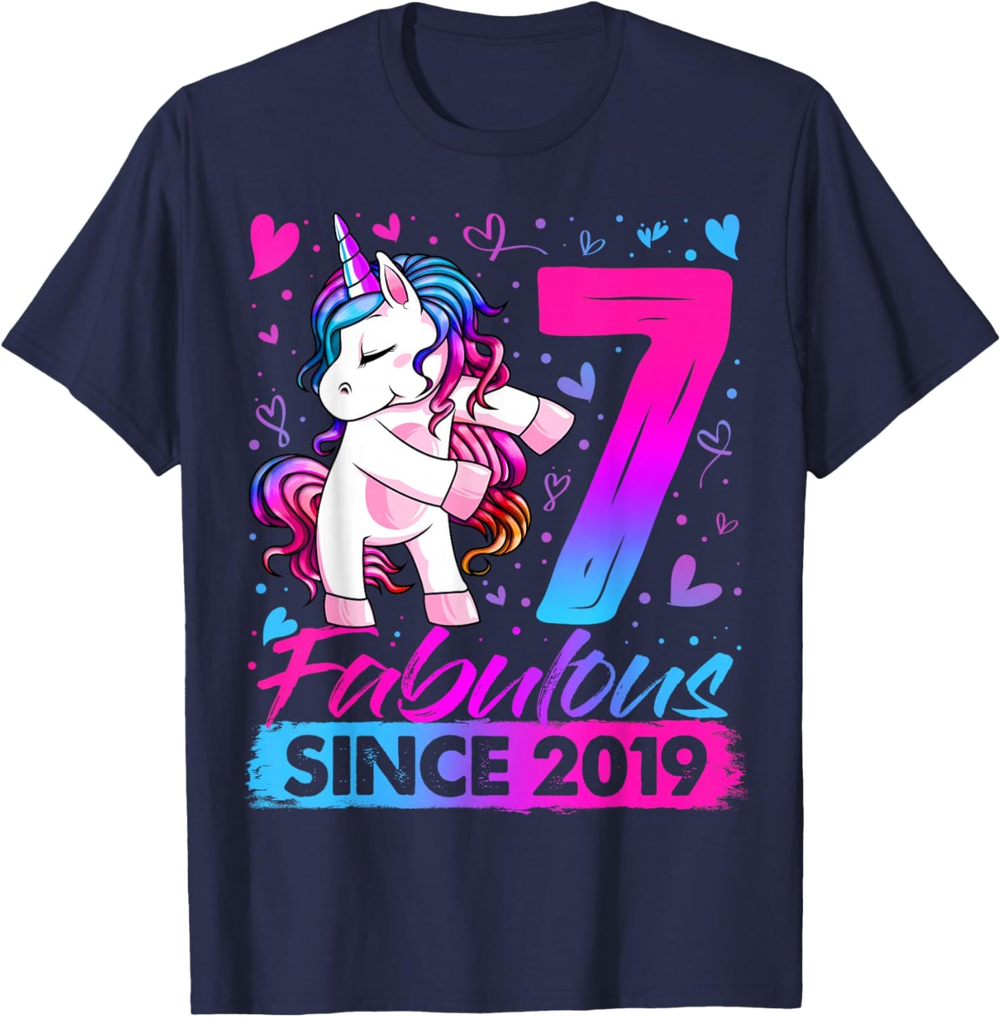 7th Birthday Shirt Girl 7 Year Old Gifts 7 Birthday Girl T-Shirt - T-Shirt | Navy