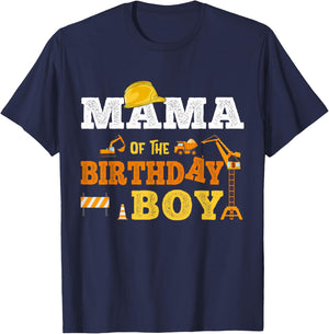 Mama Of The Birthday Boy Kid Construction Matching Family T-Shirt - T-Shirt | Navy