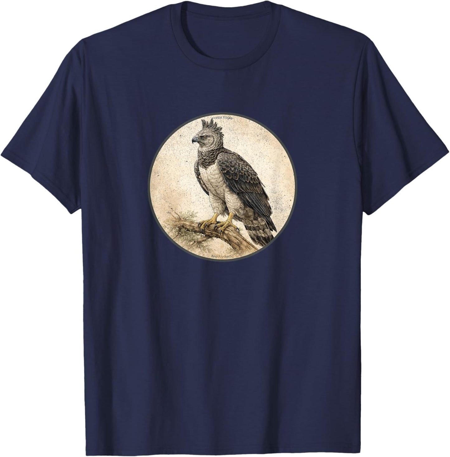 Colorful Retro Harpy Eagle Bird Design T-Shirt - T-Shirt | Navy