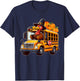 Turkey Driving School Bus Thanksgiving Driver Fall Pumpkins T-Shirt - T-Shirt | Navy
