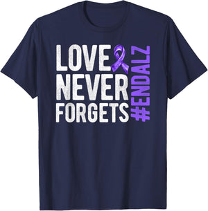 End ALZ Alzheimer's Awareness Dementia Love Never Forgets T-Shirt - T-Shirt | Navy