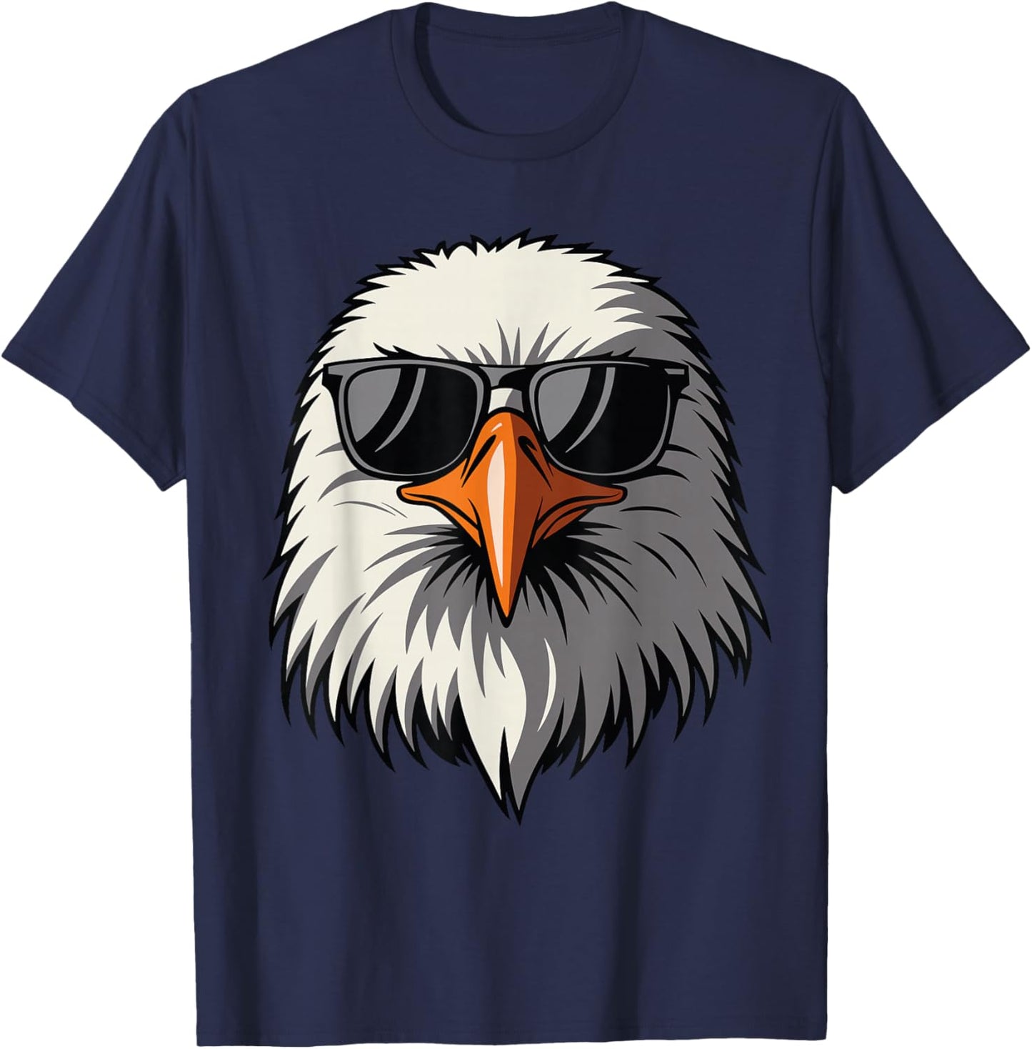 Bald Eagle in Sunglasses Men Women Funny Eagle Graphic Art T-Shirt - T-Shirt | Navy