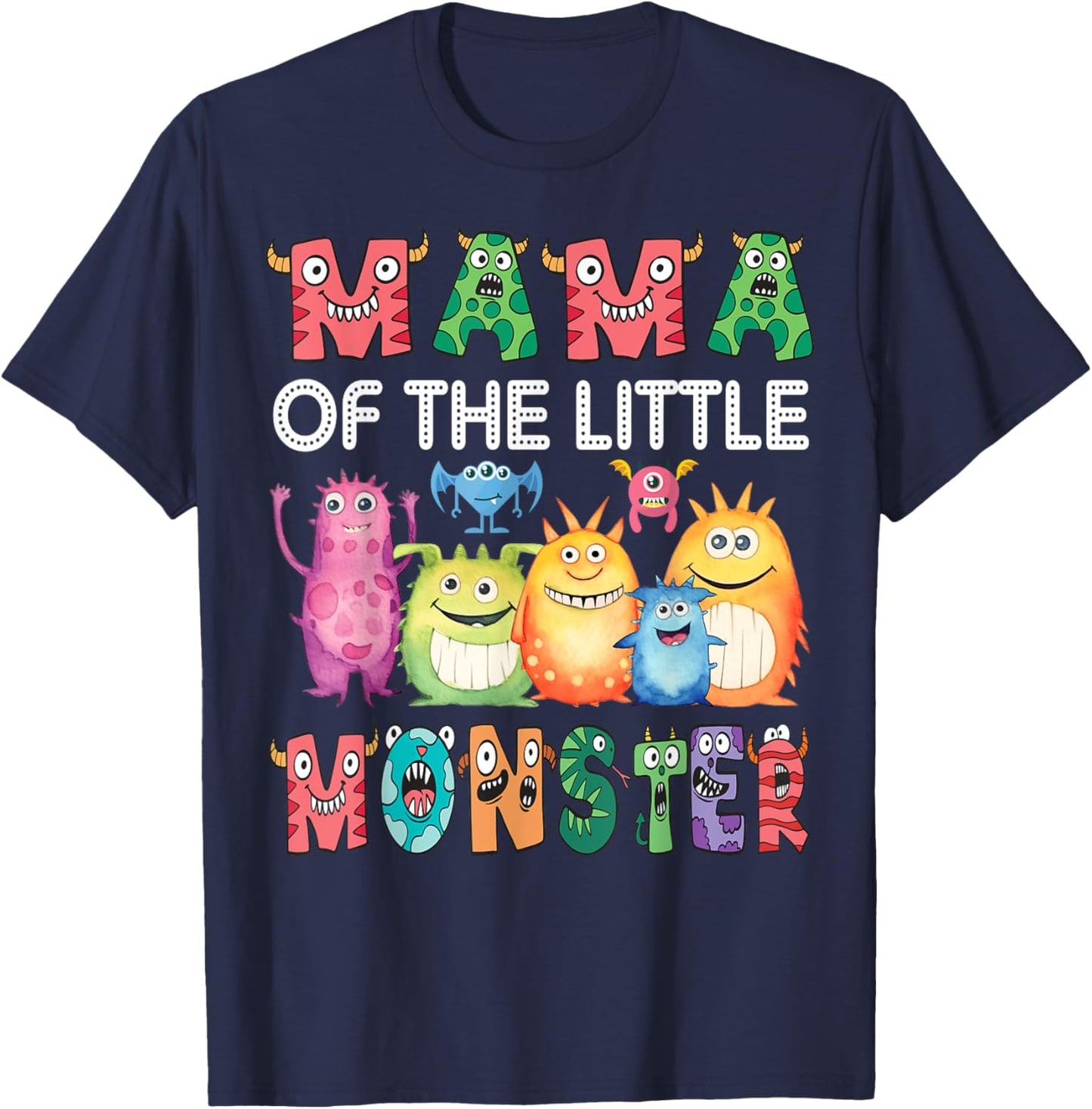 Mama Of The Little Monster Kids 1St Birthday Party T-Shirt - T-Shirt | Navy