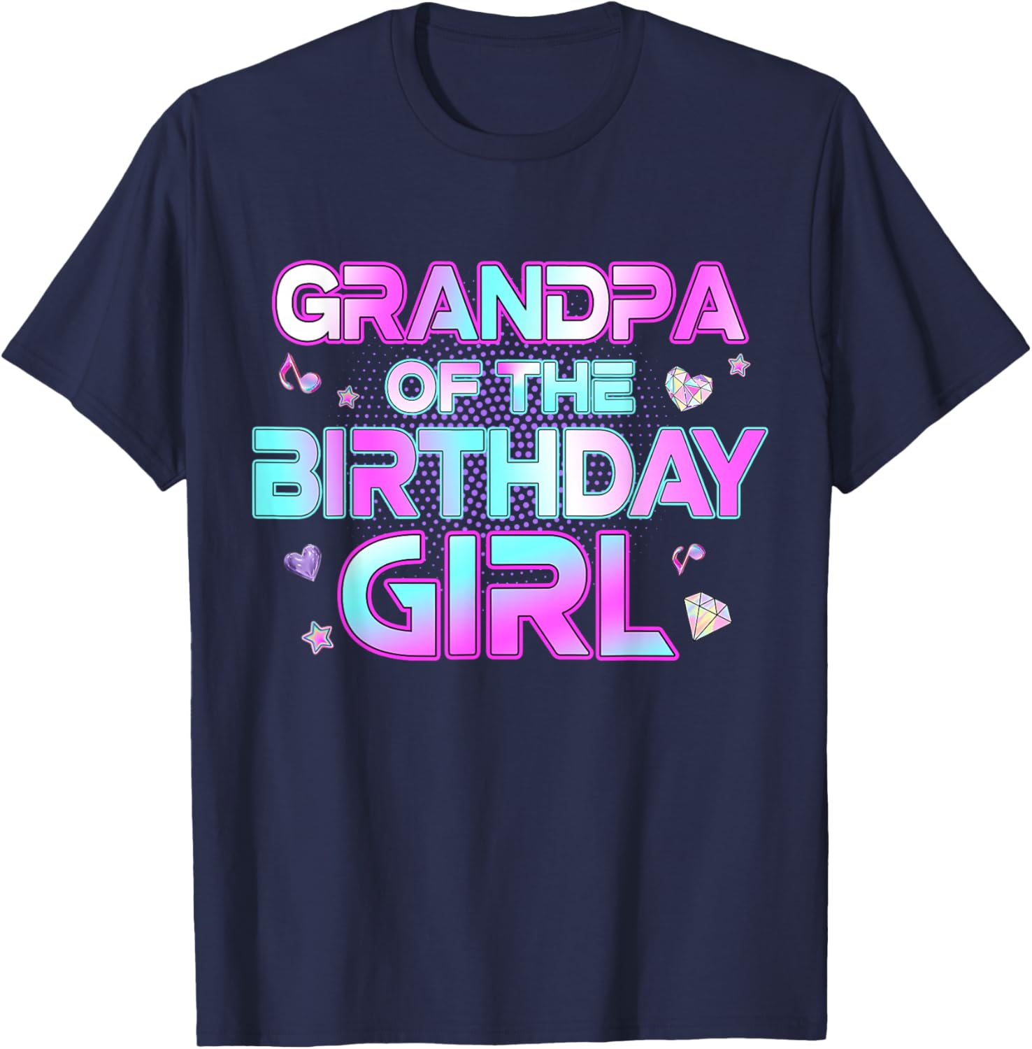 Grandpa of The Birthday Girl Matching Family Birthday Party T-Shirt - T-Shirt | Navy