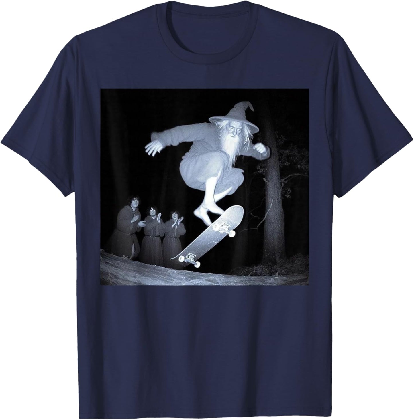 Wizard Skateboarding Funny Wizard Meme Skater Humor Graphic T-Shirt - T-Shirt | Navy
