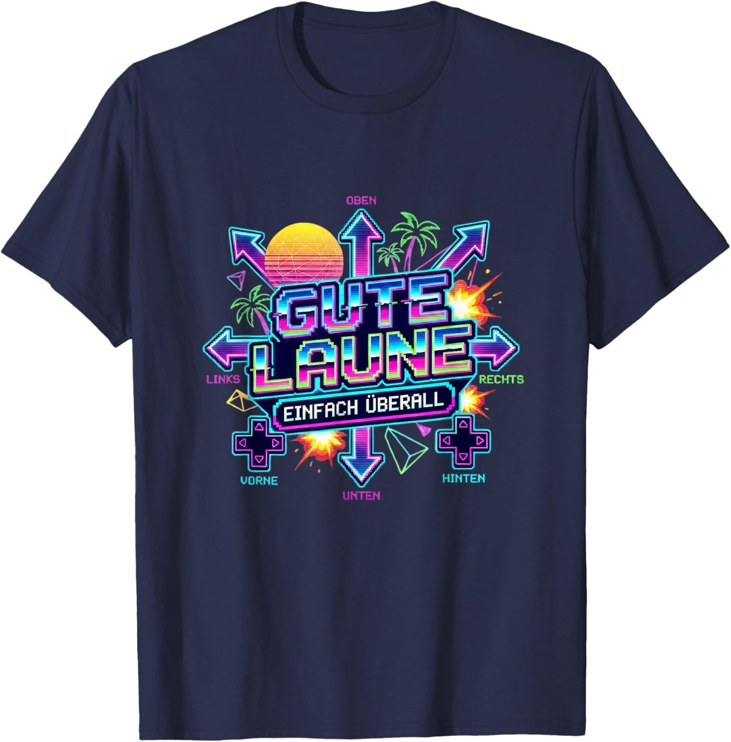 Good Mood Top Bottom, Gamer Edition in Retro Pixel Art T-Shirt - T-Shirt | Navy
