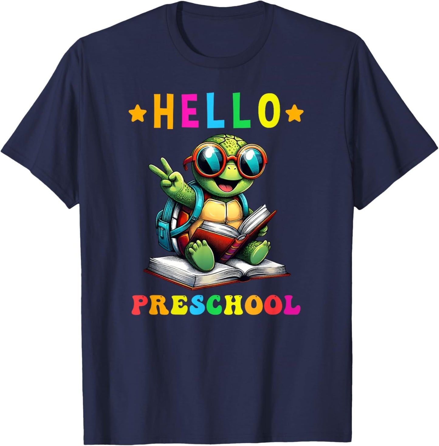 Hello Preschool Turtle Lovers Back to School Kids Boys Girls T-Shirt - T-Shirt | Navy