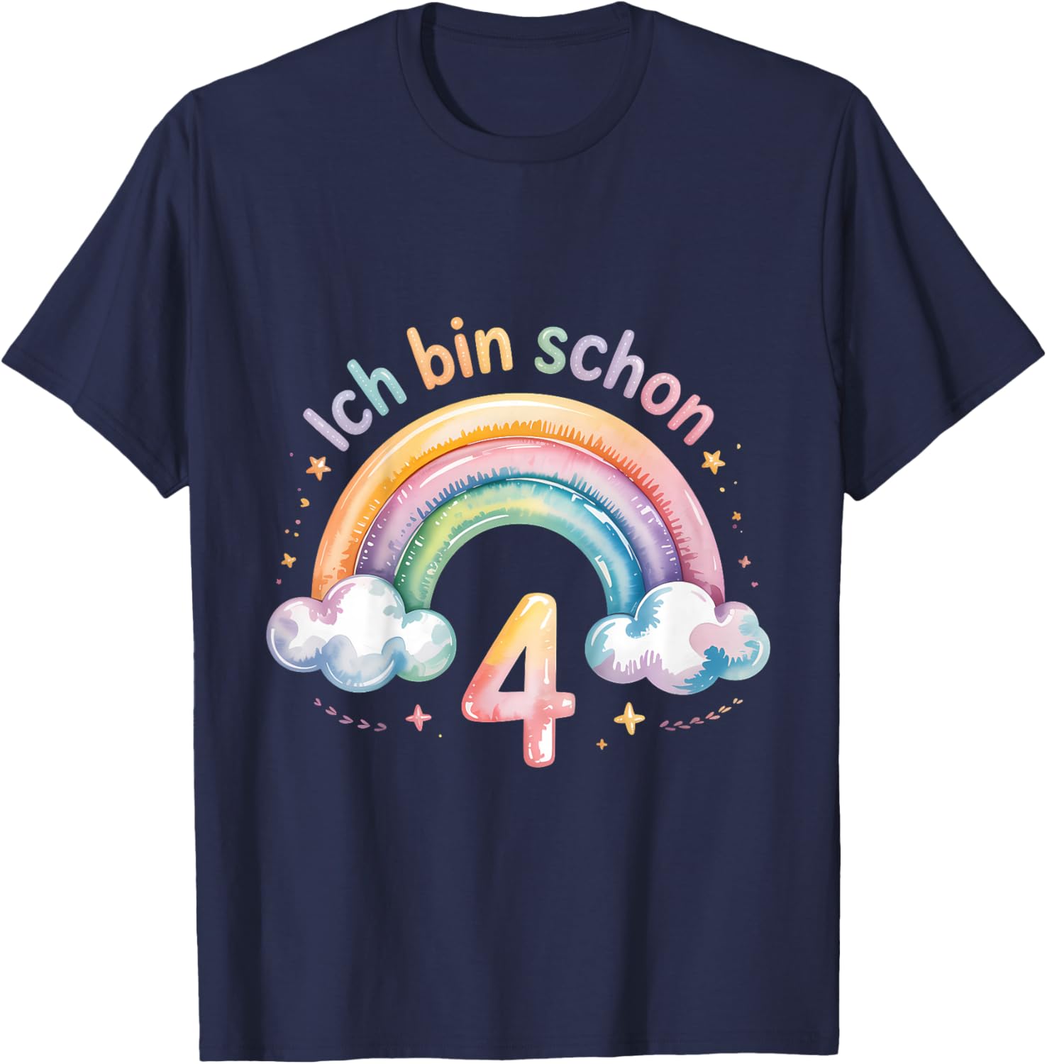 Ich Bin Schon 4 Regenbogen Geburtstag T-Shirt - T-Shirt | Navy