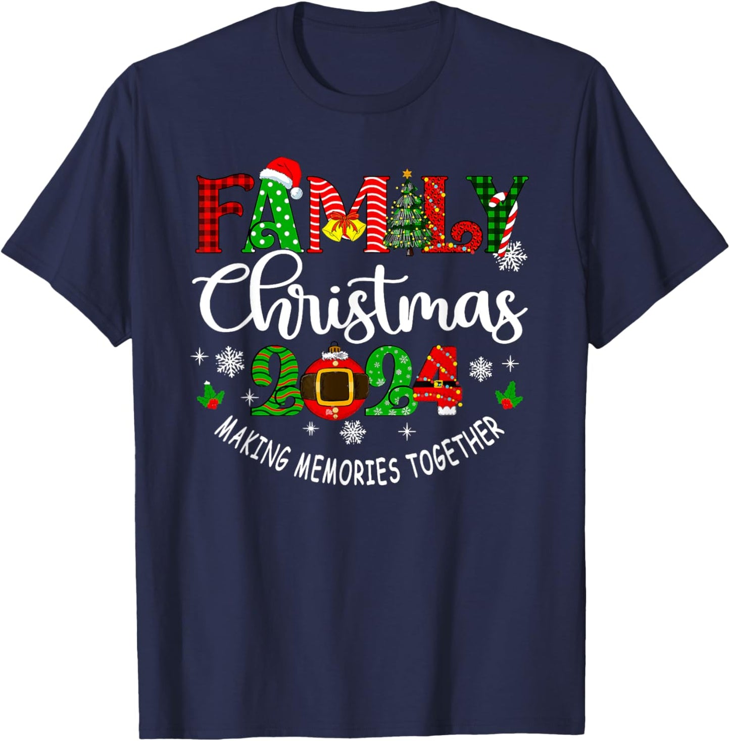 Family Christmas 2024 Making Memories Together Matching PJs T-Shirt - T-Shirt | Navy