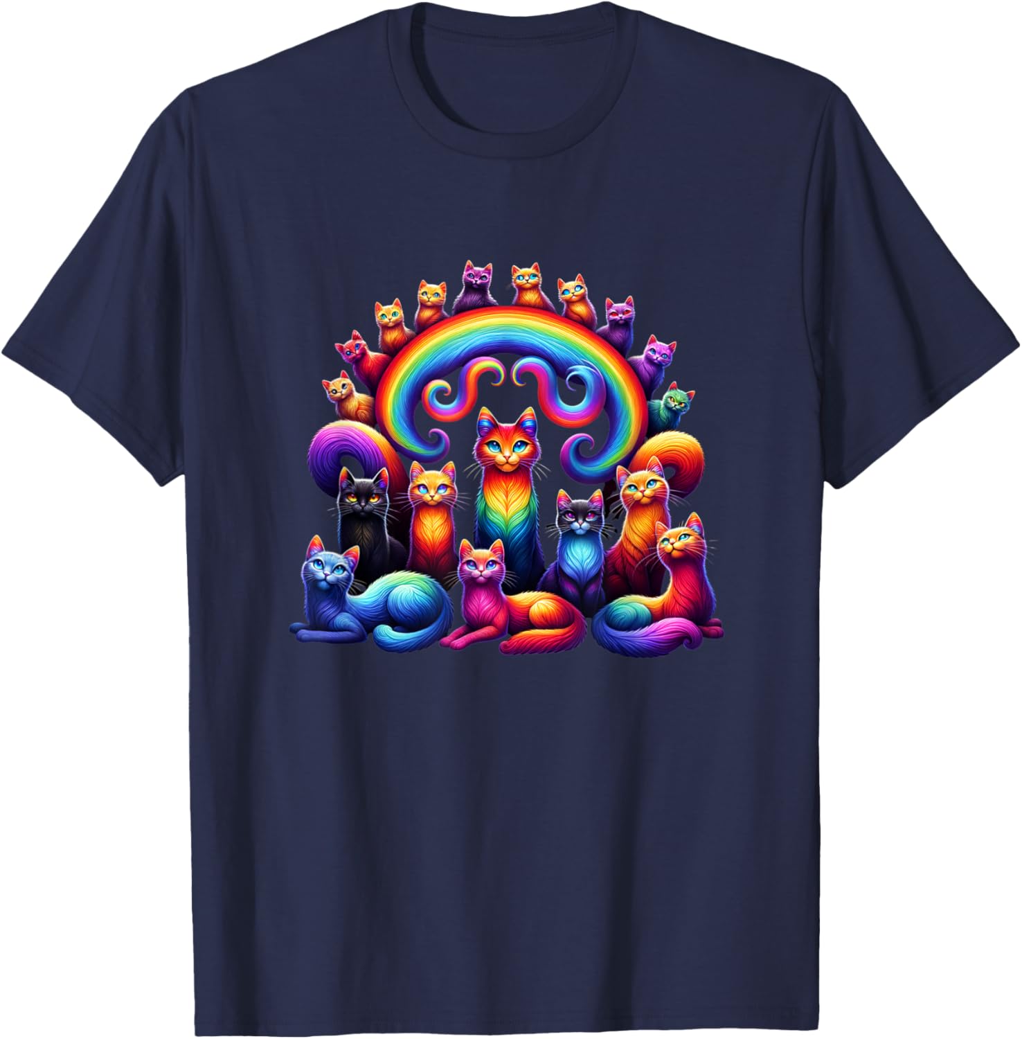 Cats in a Rainbow T-Shirt - T-Shirt | Navy