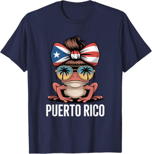 Boricua Coqui Frog Puerto Rico Puerto Rican Woman T-Shirt - T-Shirt | Navy