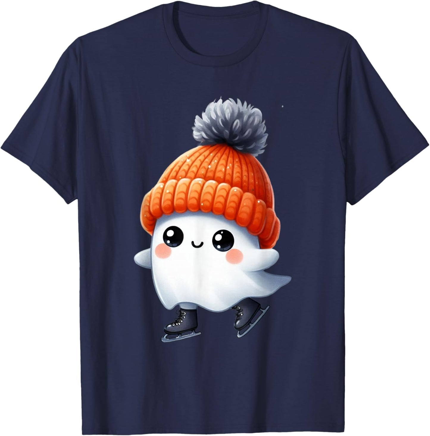 Ice Skating Ghost Halloween Party Costume Kids T-Shirt - T-Shirt | Navy