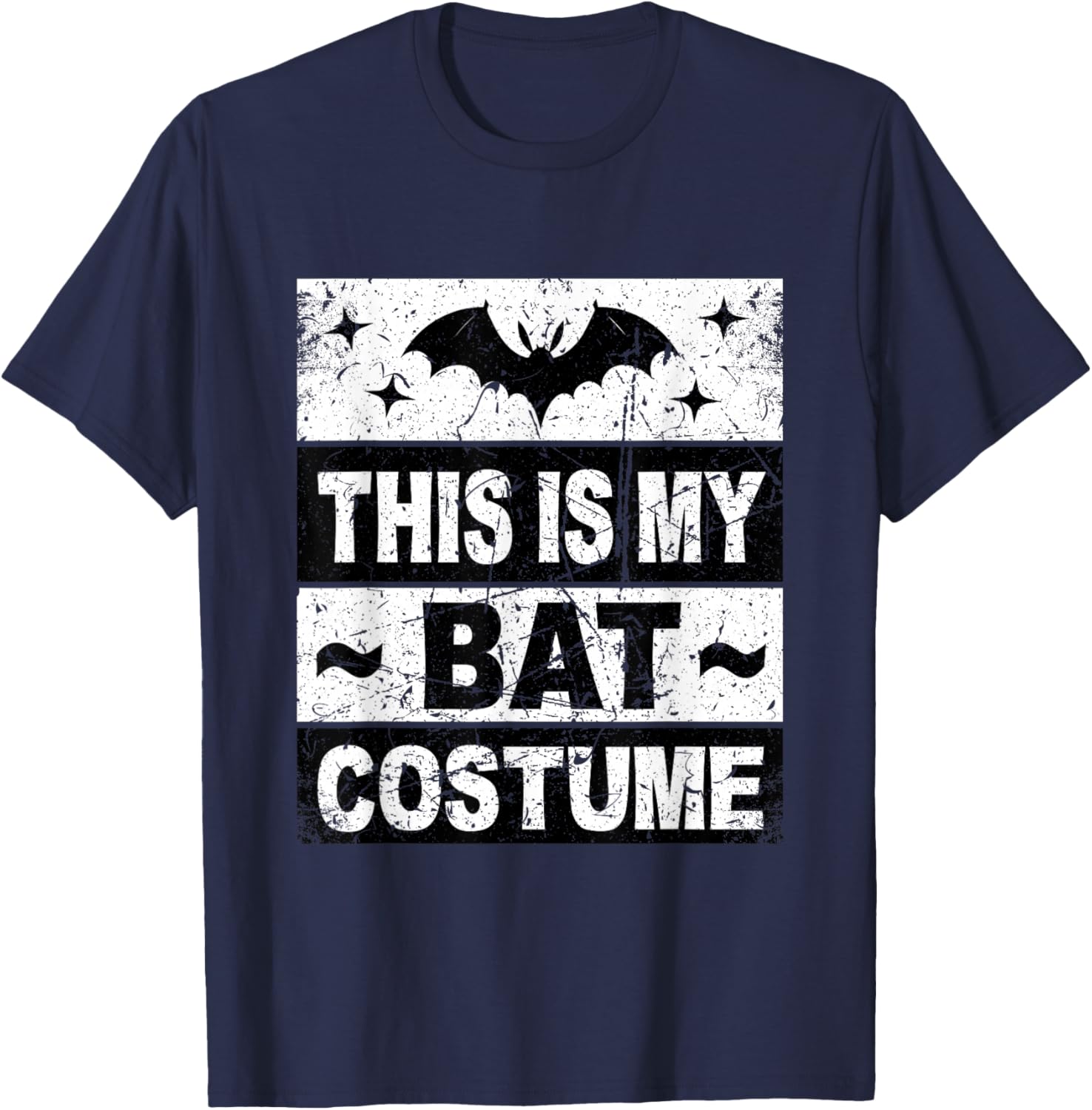 Retro Bat Costume Shirt Halloween Bat Lazy Easy Kids Adult T-Shirt - T-Shirt | Navy