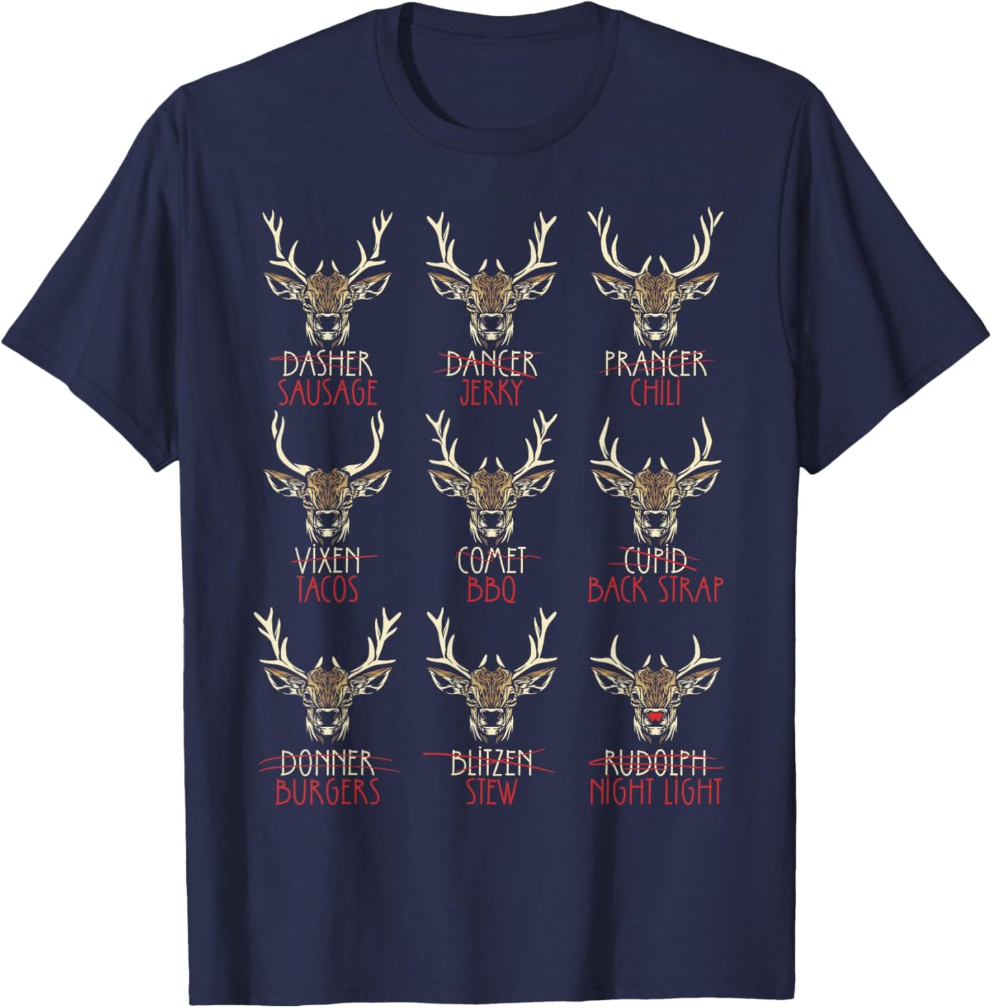 Funny Deer Hunters All of Santa's Reindeer Hunting T-Shirt - T-Shirt | Navy