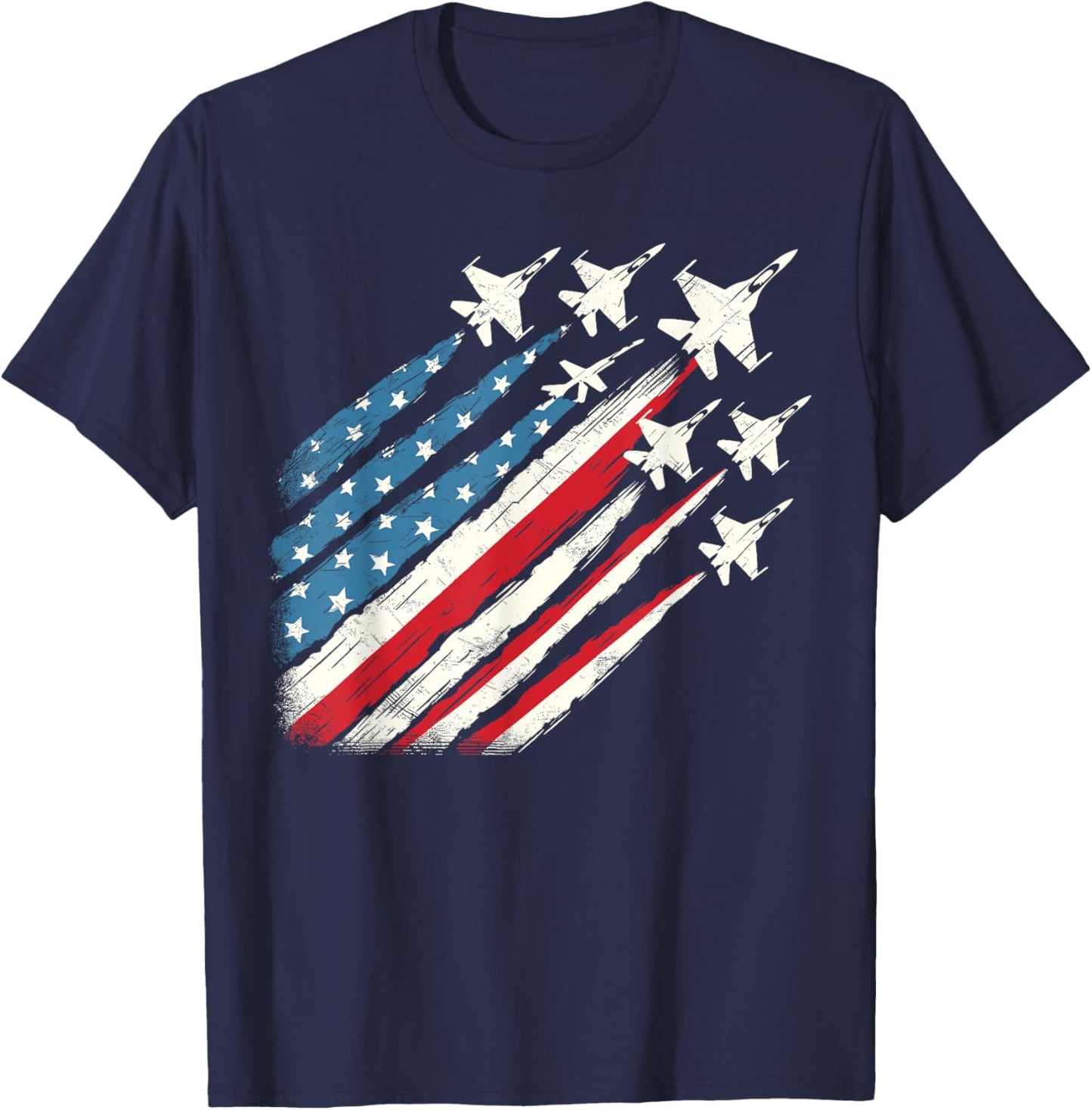 Patriotic USA Fighter Jets 4th of July Girls Kids Men T-Shirt - T-Shirt | Navy