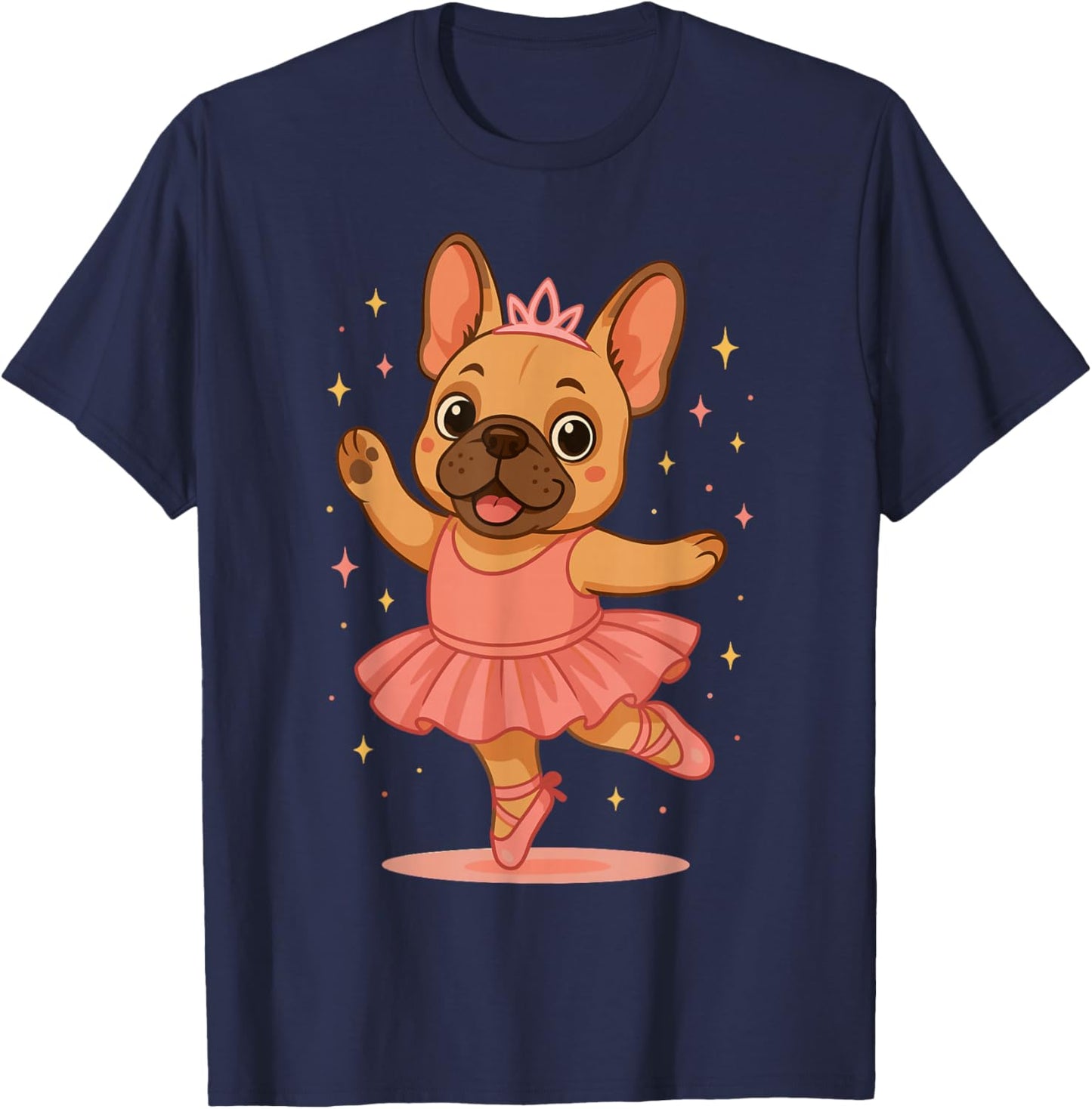 Cute French Bulldog Ballerina Tutu Dog Lover Ballet Dance T-Shirt - T-Shirt | Navy