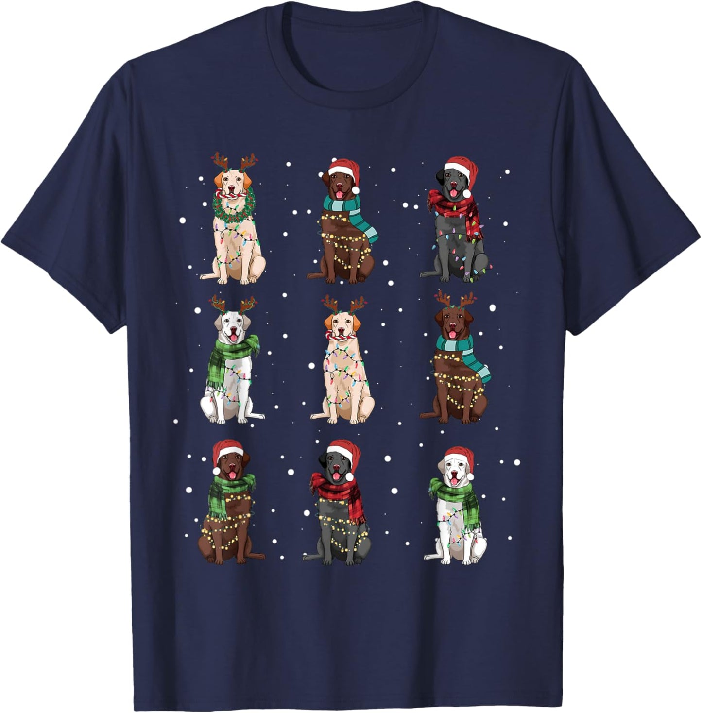 Christmas Lights Labrador Dog Lover Funny Xmas Dogs PJ Gifts T-Shirt - T-Shirt | Navy