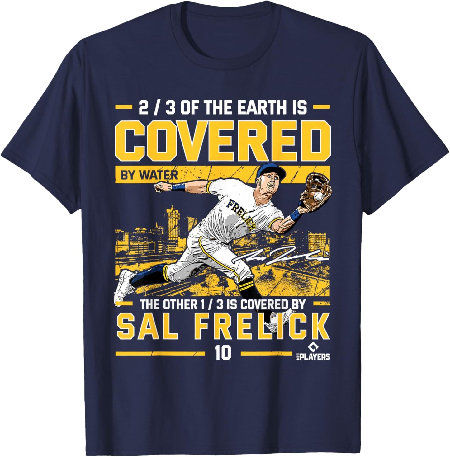Covered Sal Frelick Milwaukee Baseball MLBPA T-Shirt - T-Shirt | Navy