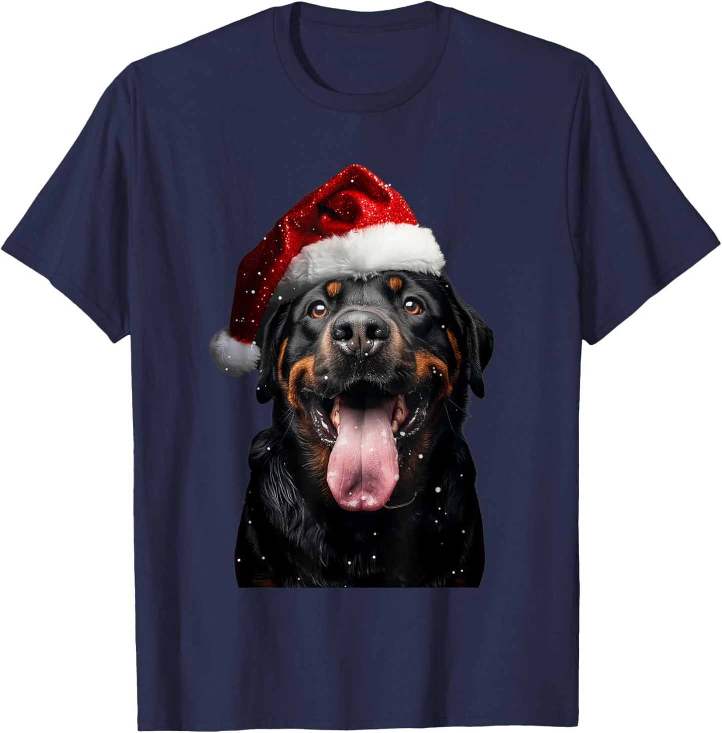 Christmas Dog Outfit Rottweiler Christmas Adult Black Small Graphic T-Shirt - T-Shirt | Navy