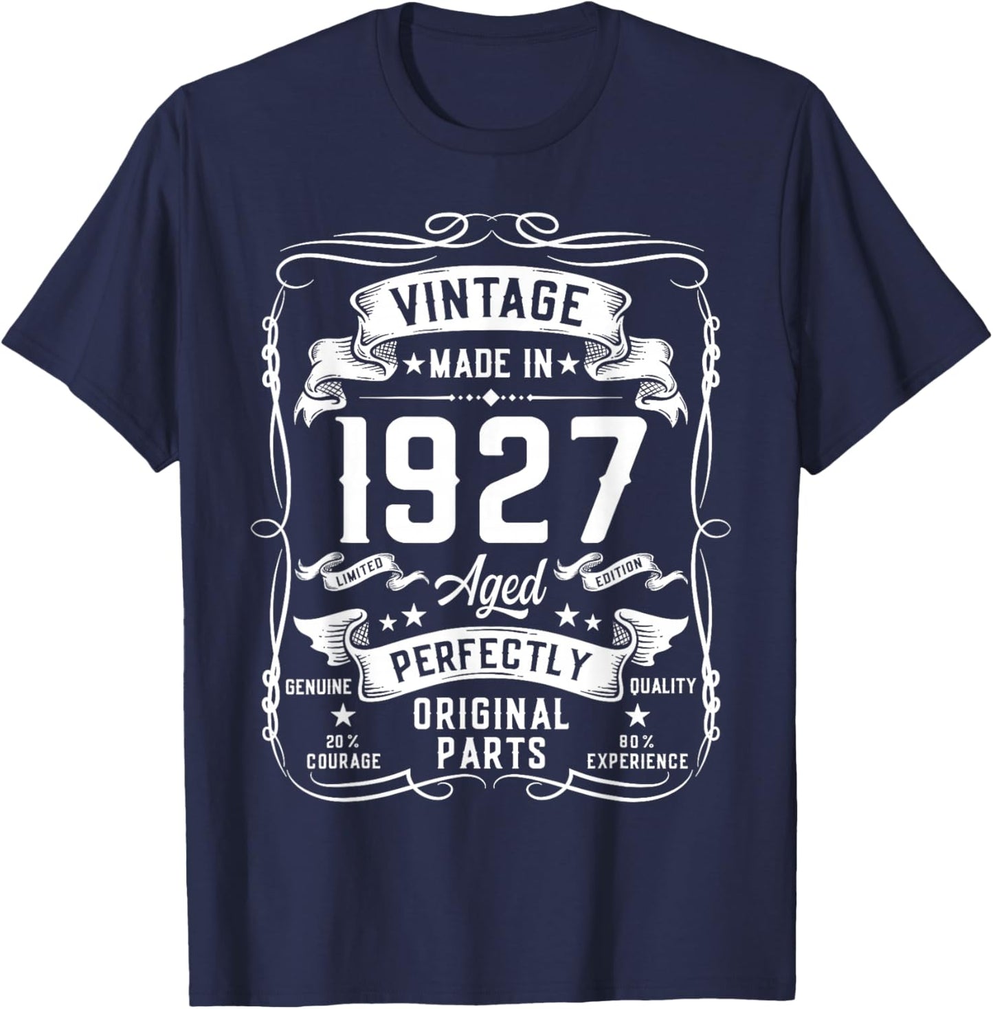 Vintage 1927 99yr 99th Birthday Gifts 99 Years Old T-Shirt - T-Shirt | Navy