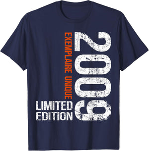 16th Anniversary 2009 Vintage 16 Years Boy and Girl 2009 T-Shirt - T-Shirt | Navy