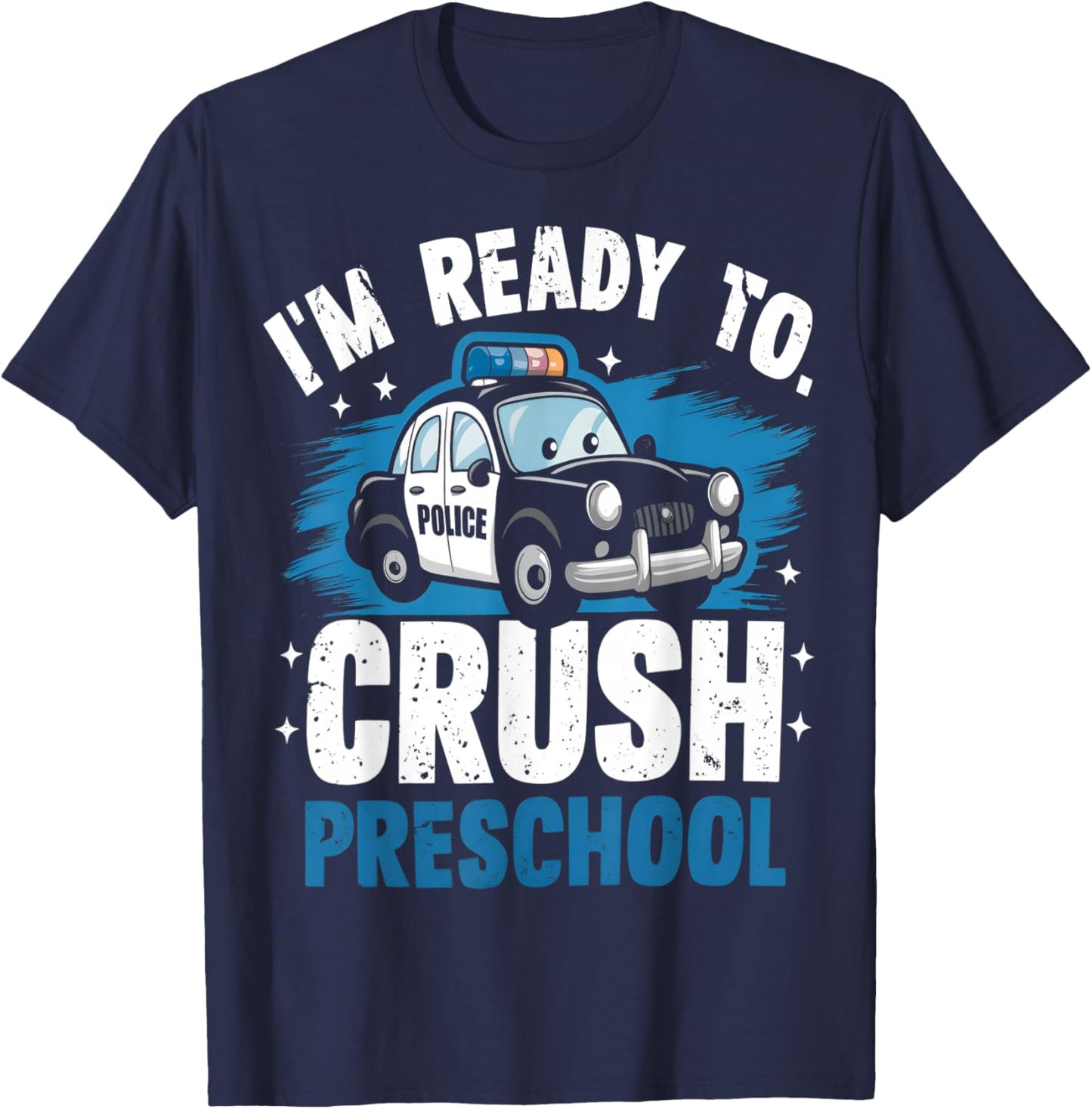 Back To School First Day Of Preschool Police Car Boys T-Shirt - T-Shirt | Navy