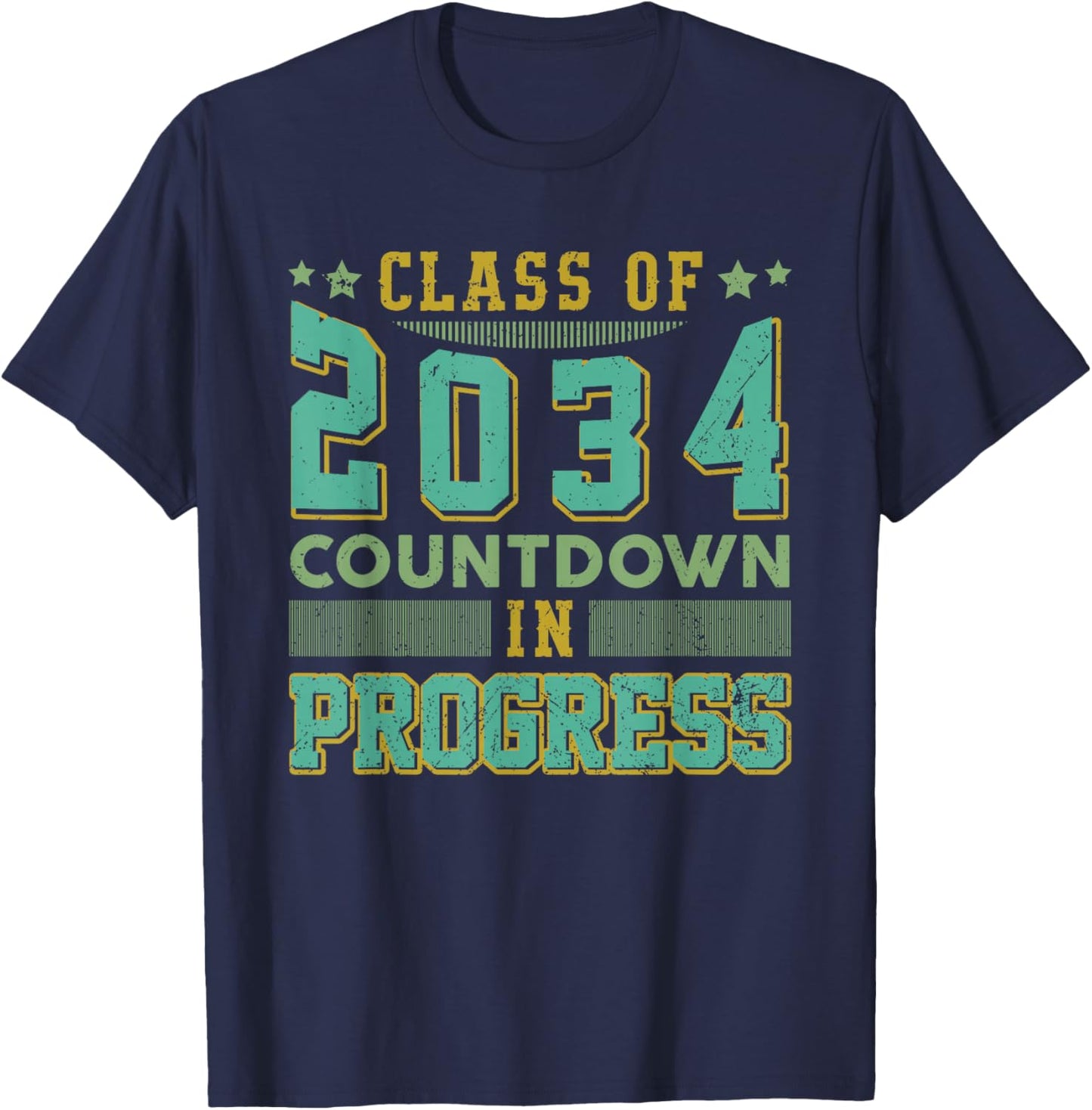Class of 2034 Countdown in Progress Fun Back to School Retro T-Shirt - T-Shirt | Navy