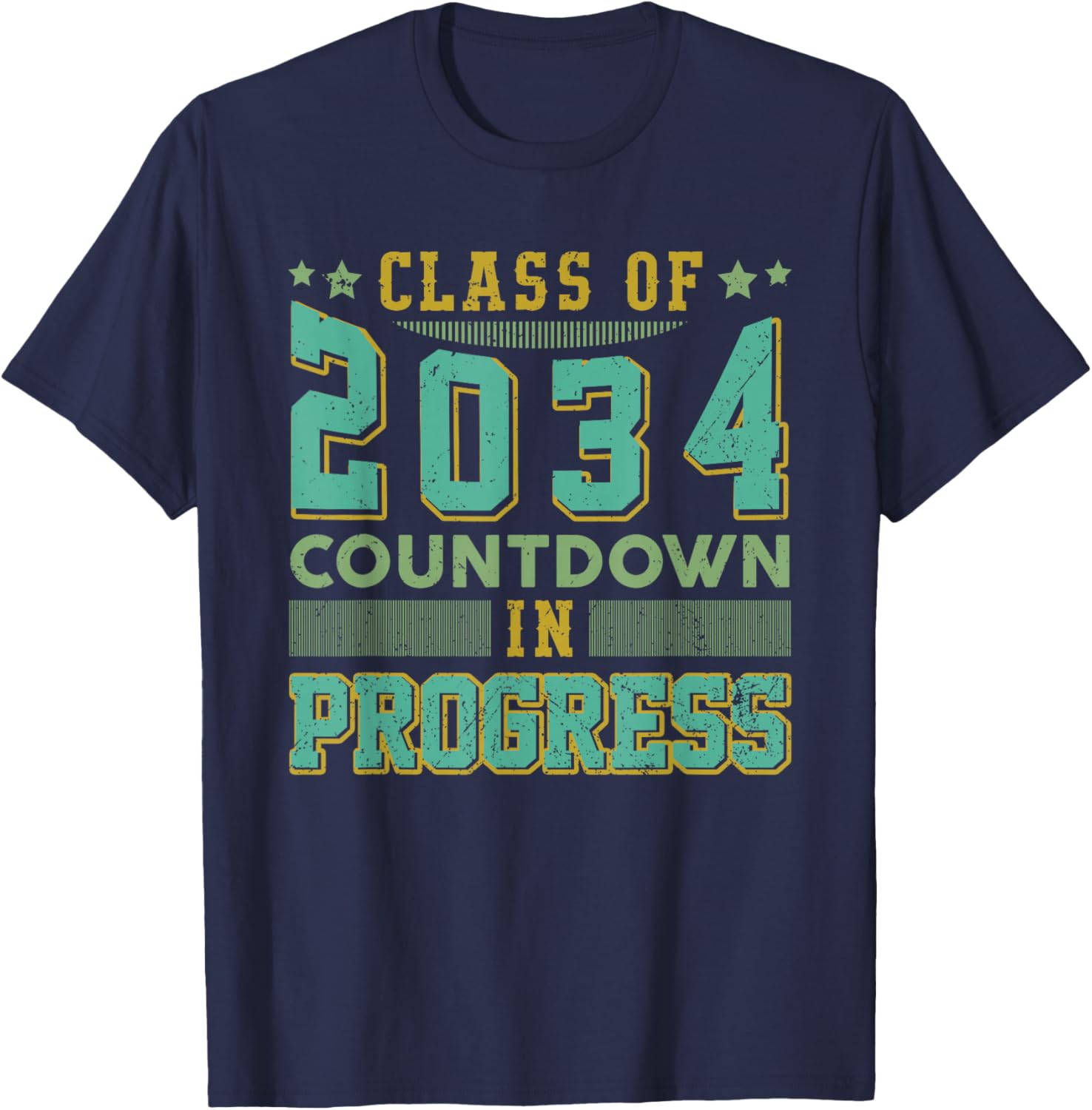 Class of 2034 Countdown in Progress Fun Back to School Retro T-Shirt - T-Shirt | Navy