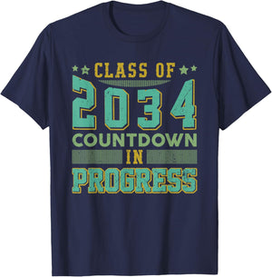 Class of 2034 Countdown in Progress Fun Back to School Retro T-Shirt - T-Shirt | Navy