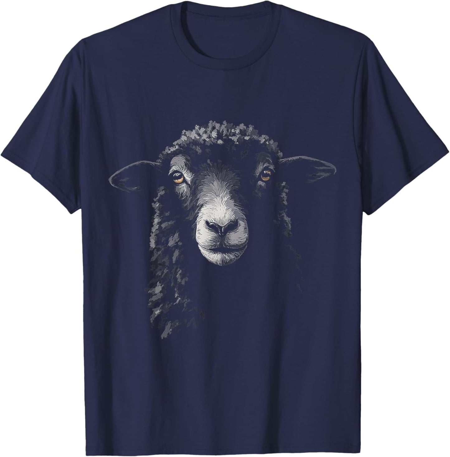 Schaf Gesicht Zeichnung Kunst Tierliebhaber Portrait Motiv Schaf T-Shirt - T-Shirt | Navy