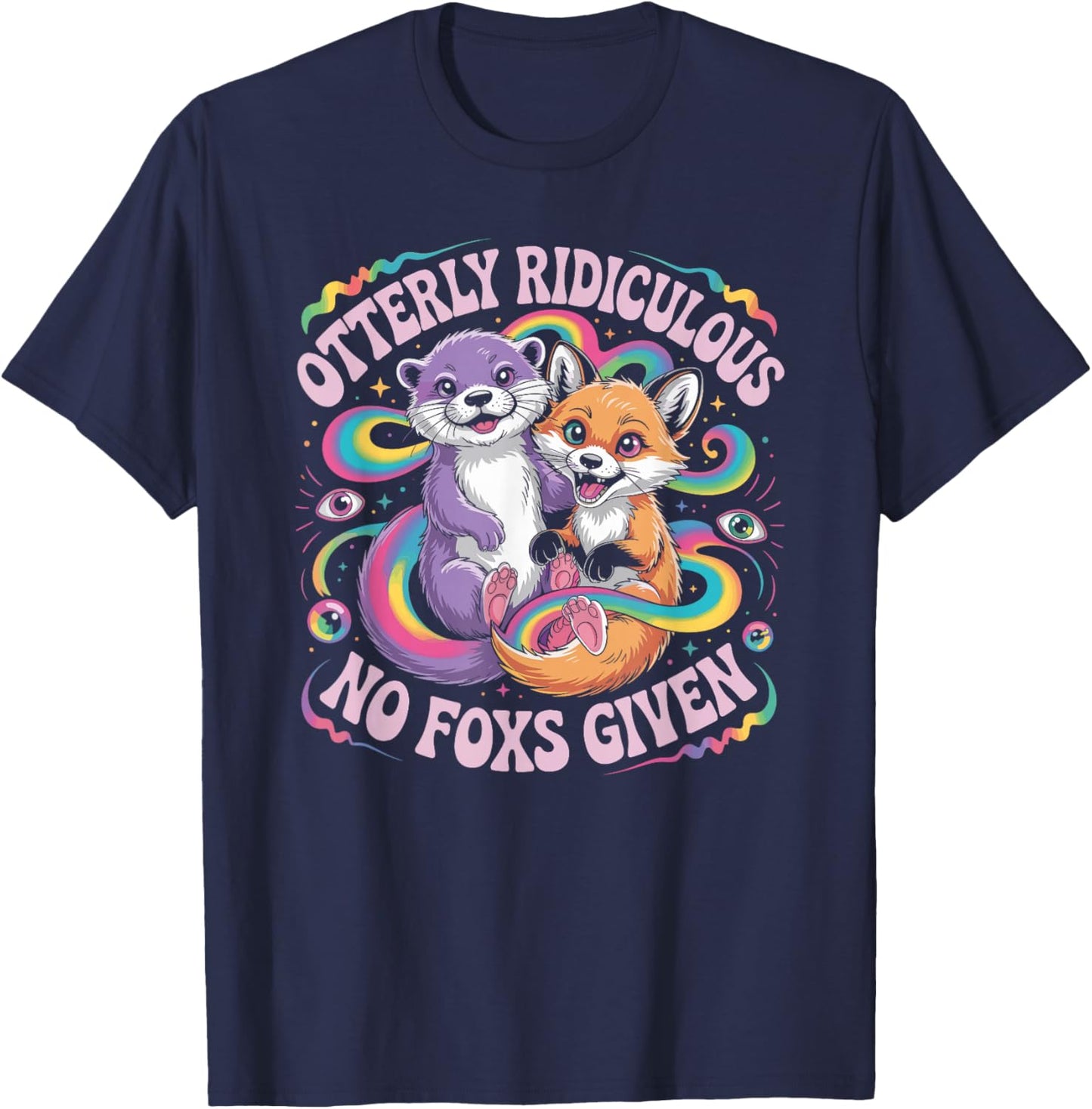 Otterly Ridiculous No Foxs Given Funny Retro Animal Pun T-Shirt - T-Shirt | Navy