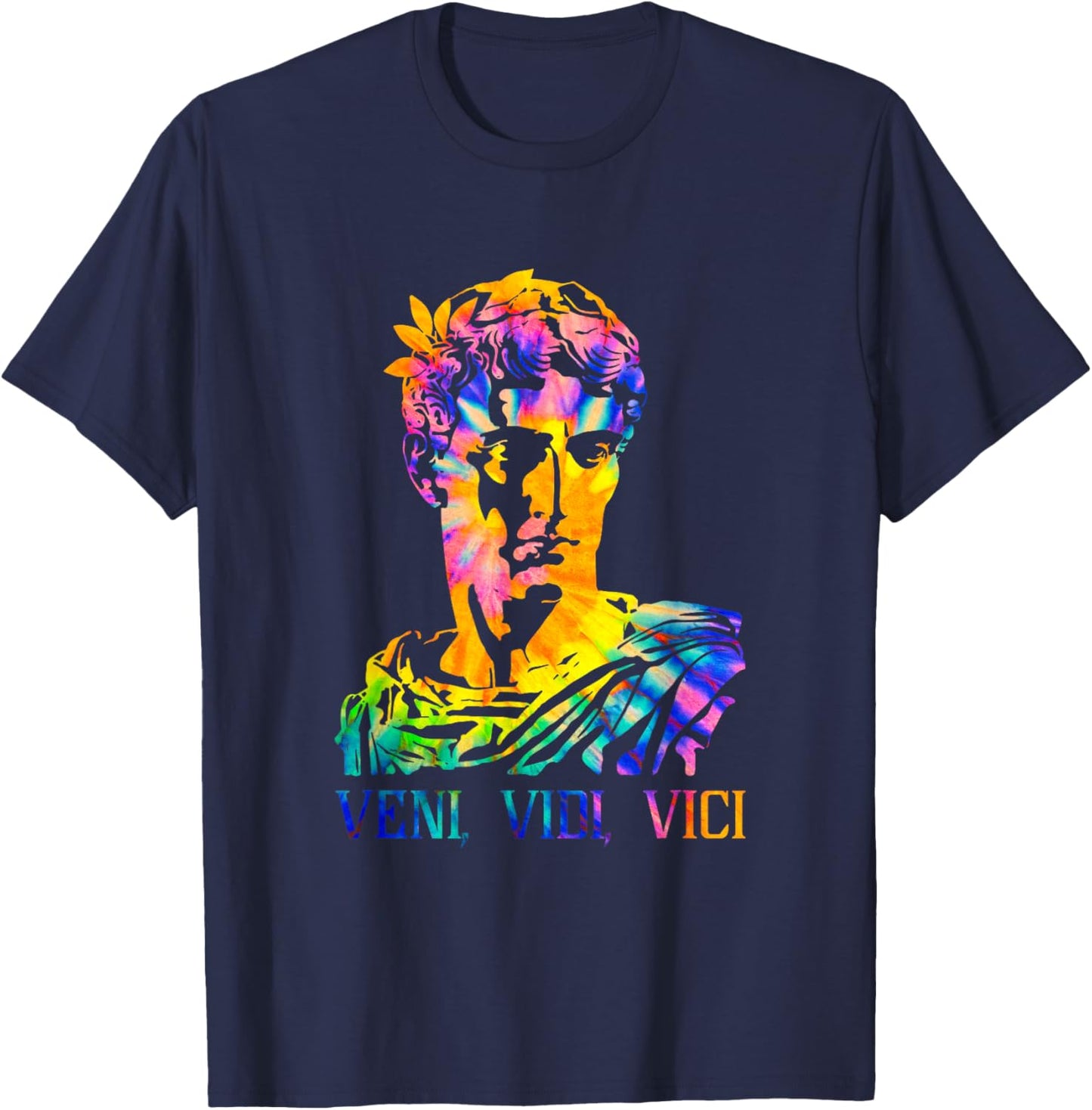 Julius Caesar Portrait With Tie Dye Pattern Veni Vidi Vici T-Shirt - T-Shirt | Navy