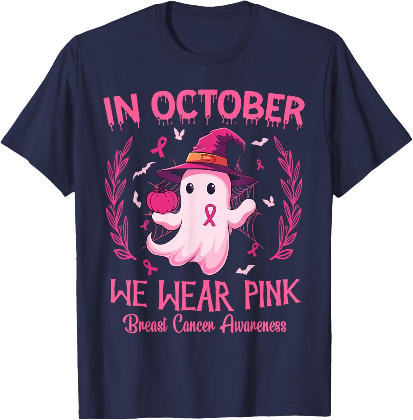 In October We Wear Pink Breast Cancer Awareness Women T-Shirt - T-Shirt | Navy