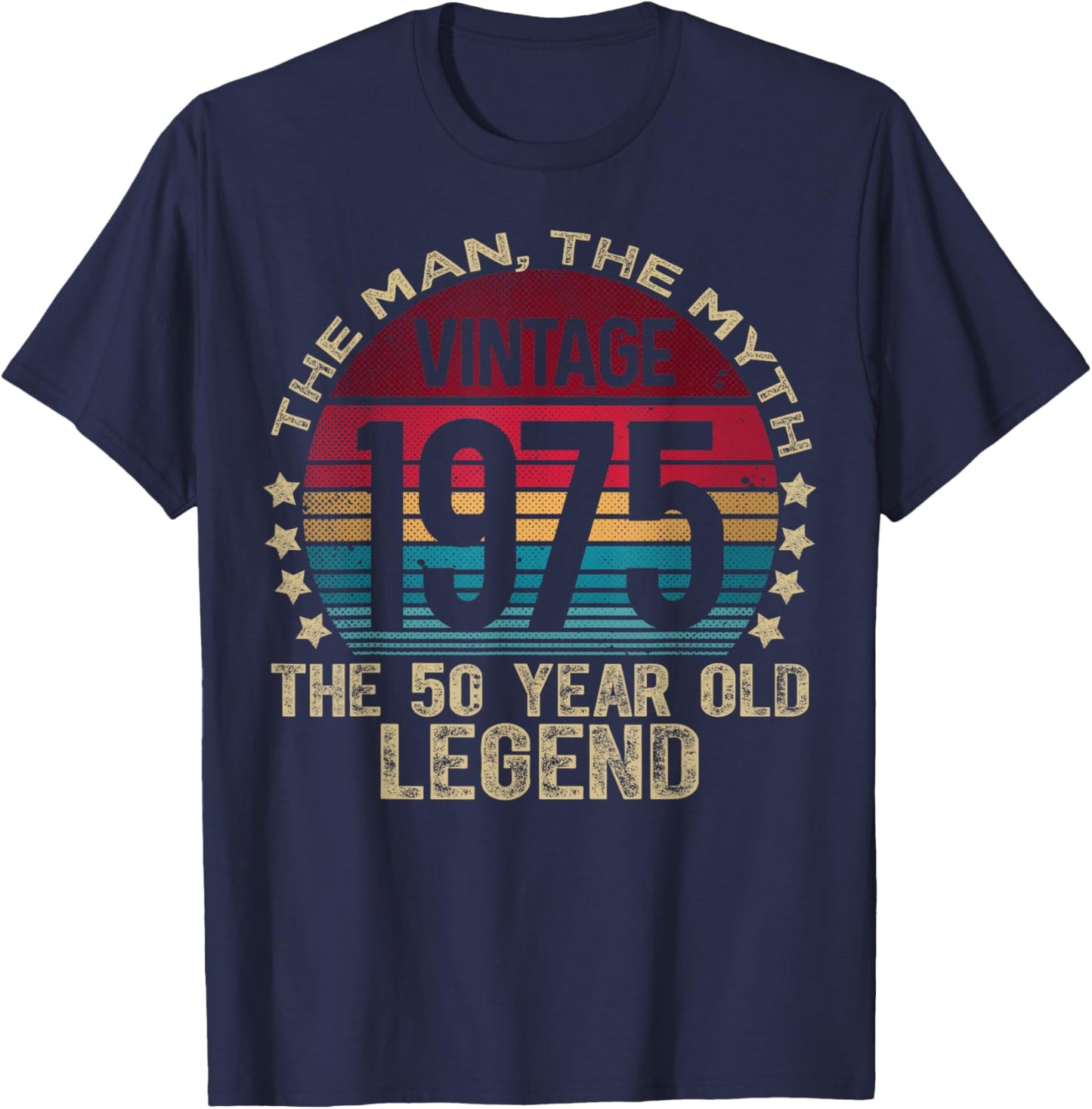 Vintage Legend Birthday Shirts 2025 HH 50 Year Old Gifts Vintage 1975 Limited Edition -Adult Black Small Short Sleeve Cotton, Polyester 50th Birthday T-Shirt - T-Shirt | Navy