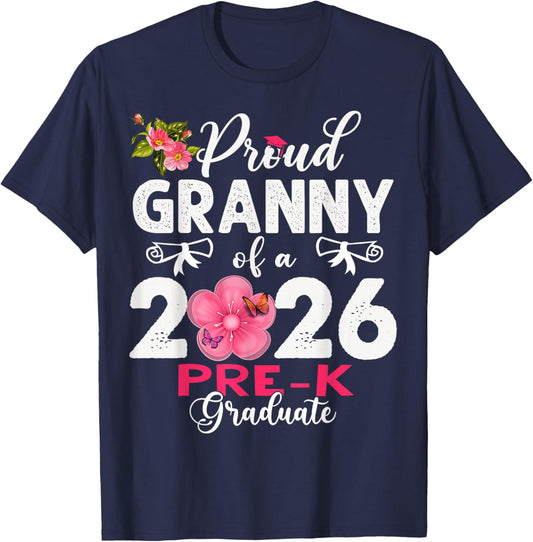 Proud Granny of 2026 Pre-K Graduate Mothers Day Graduation T-Shirt - T-Shirt | Navy