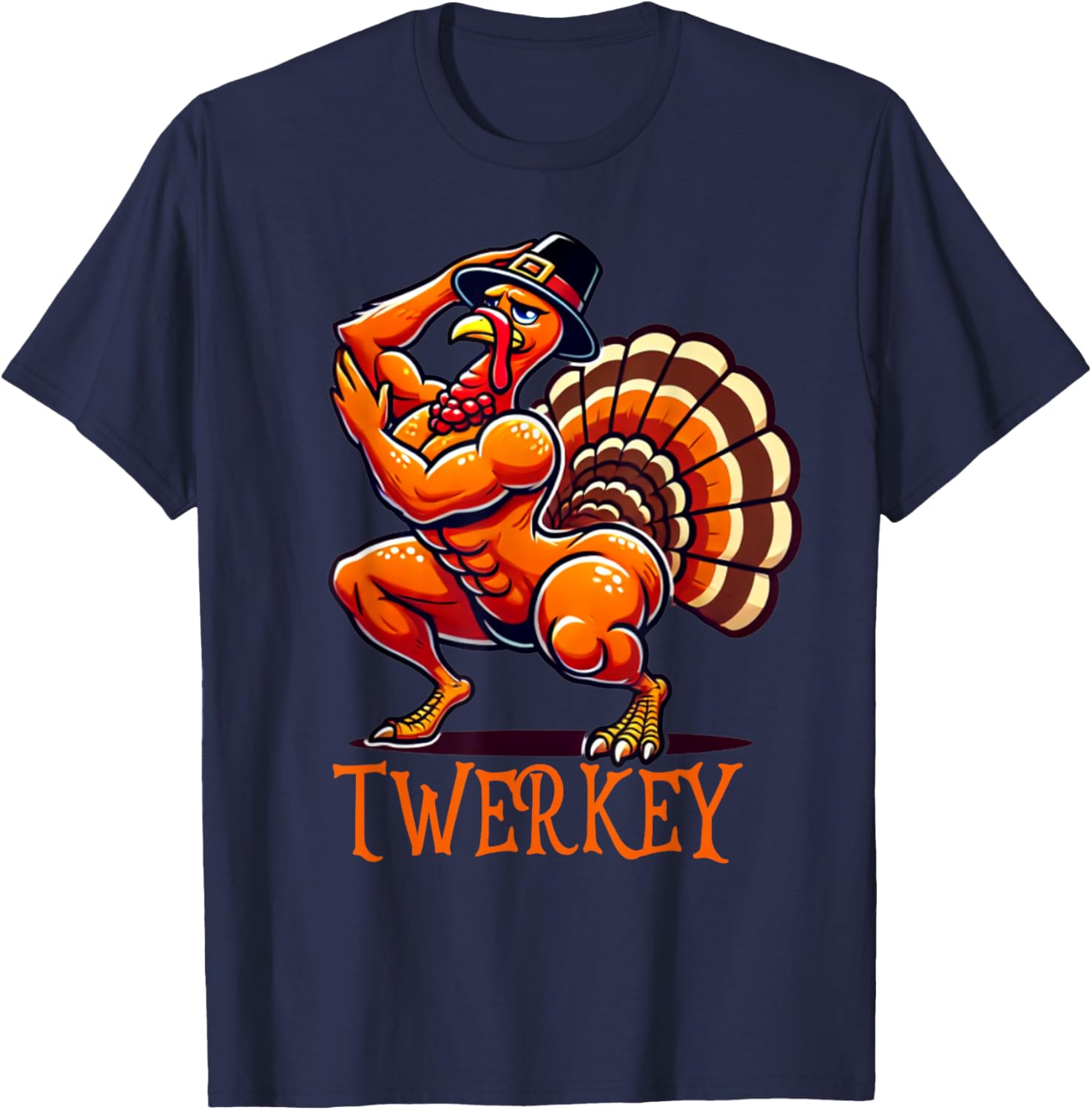 Twerkey Twerk Twerking Funny Dancing Turkey Thanksgiving T-Shirt - T-Shirt | Navy